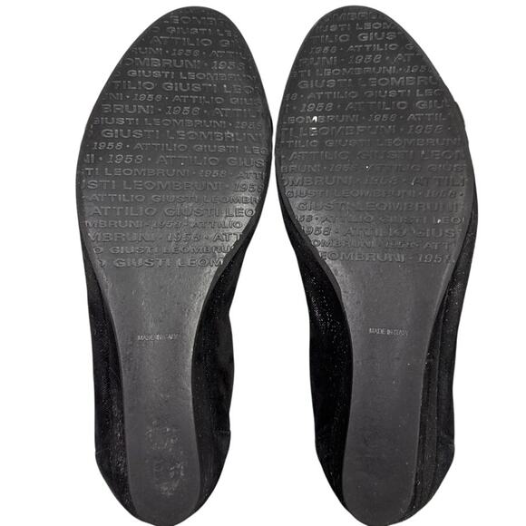 AGL Ballet Flat Wedge Oval Toe Attilio Giusti Leombruni Black Leather 39 Luxury - Picture 6 of 8